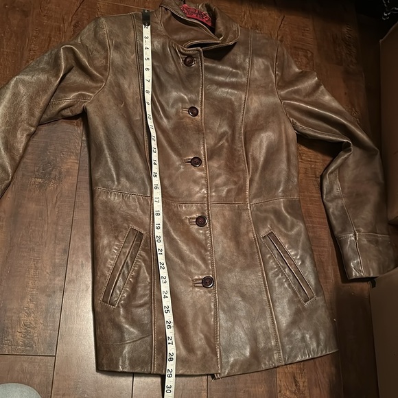 Santos Leather Vintage Brown Long Sleeve Jacket size Small - Picture 6 of 10